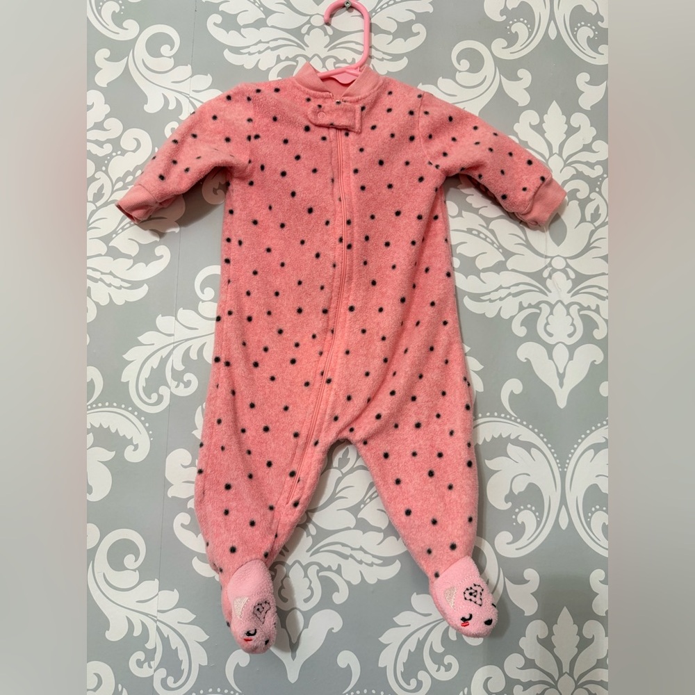 10/$25 • Bon Bebe Polka‎ Dot Fleece Zip Footed Sleeper